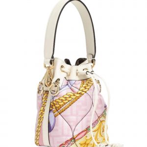 Fendi Mon Tresor Fendace Printed pink silk mini bag