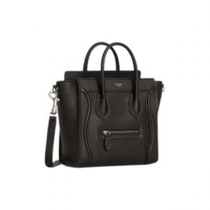 Celine Nano Luggage Bag In Drummed Calfskin Black-Celine women handbag-Celine shoulders bags