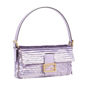 Fendi Baguette 1997 Lilac Satin Bag With Sequins-Fendi women handbag-Fendi shoulders bags