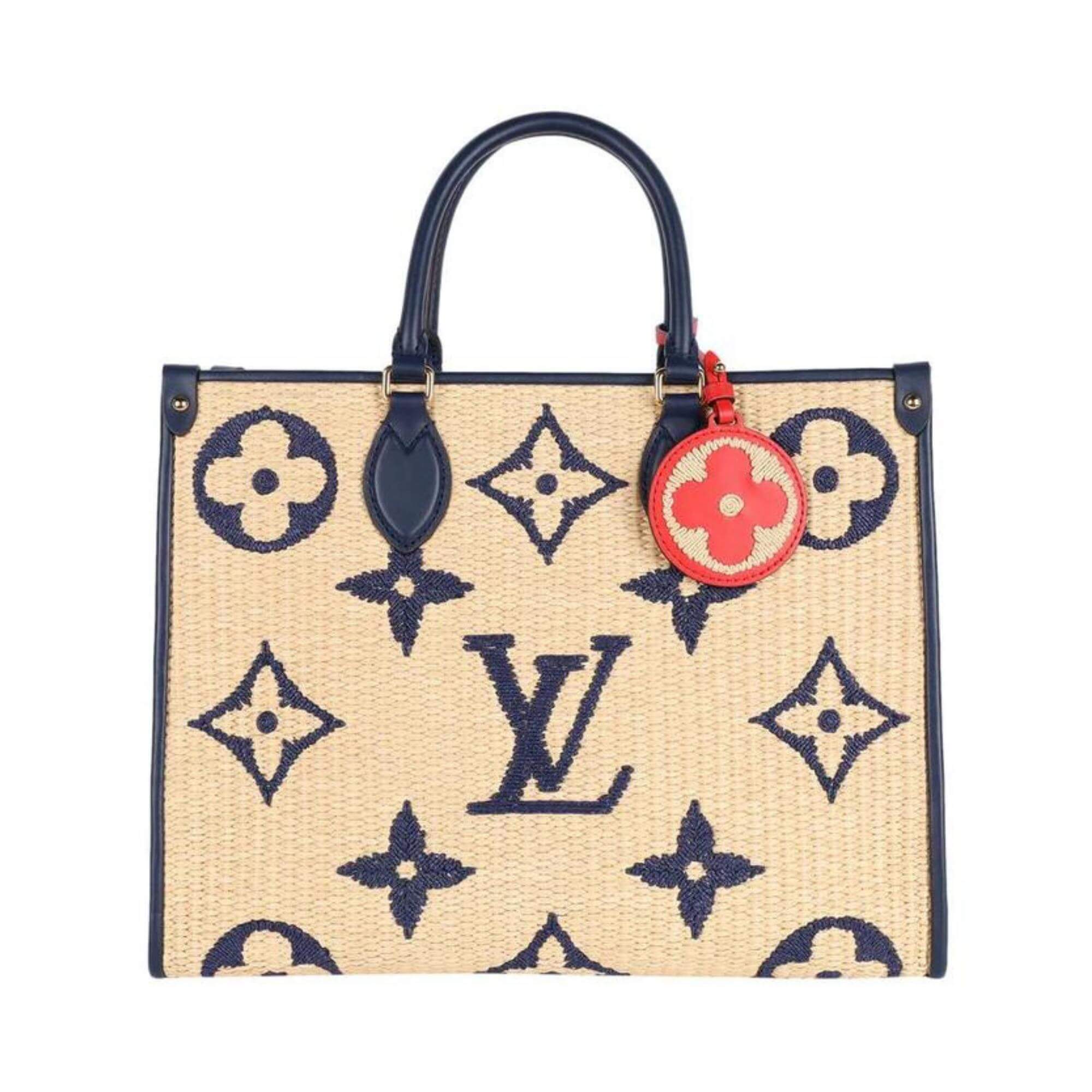 Louis Vuitton Onthego MM Blue in Woven Raffia with Gold-tone - US